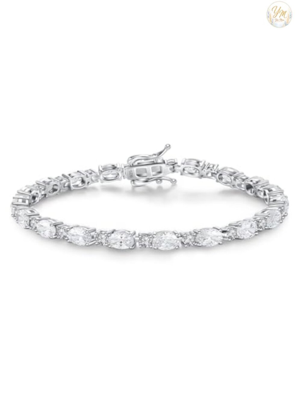 Sterling Silver Birthstone Tennis Bracelet Oval CZ Fine Jewelry Gift for Her